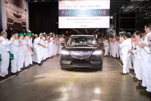 The first Alabama-made Acura MDX rolls down the line at automakers plant in Lincoln.