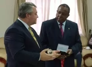 TanTrade's Edwin Rutageruka, right, hosted the Alabama trade mission delegation.